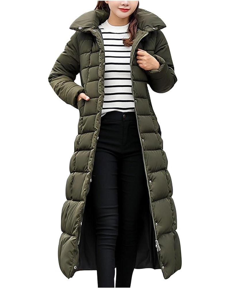 Womens Fashion Hooded Coat 2023 Quilted Long Puffer Jackets Waterproof Warm Winter Maxi Length Parka Coats G01-army Green $27...